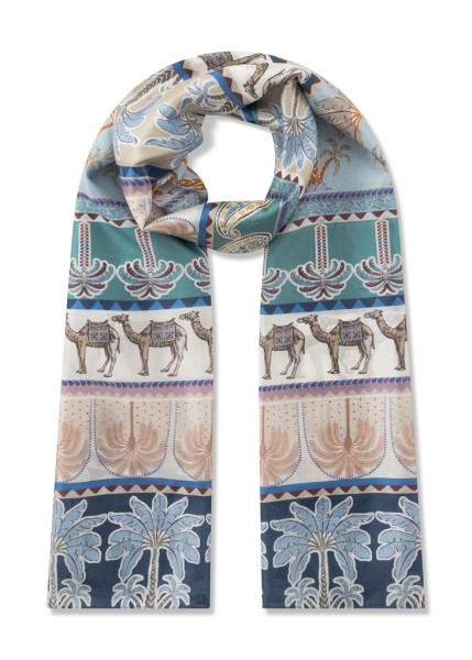 Premium Schal aus reiner Seide mit Mustermix und Streifenmuster