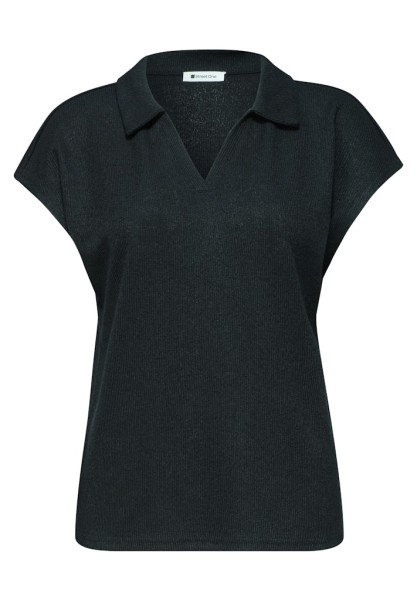 Dropped Shoulder Poloshirt im Strick-Look