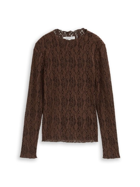Slim Fit Langarmshirt aus Spitze