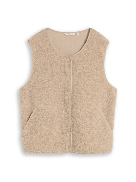 Boxy Fit Teddy Weste mit Taschen