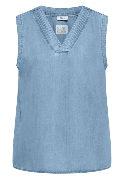 Blusentop im Denim-Look mit V-Neck