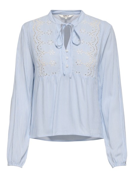 ONLLENNYO LS EMBROID V-NECK TOP NOOS WVN