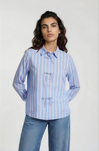 shirt blouse w bows at placket 1/1 sleeve