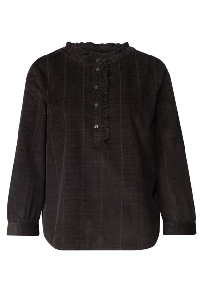 Langarm Cordbluse mit Rüschendetails