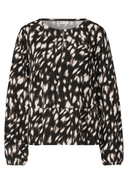 Langarm Bluse mit Schößchen und Rehprint