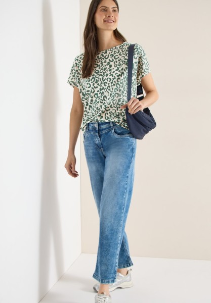 Shirt im Leinen-Look mit Leo-Print