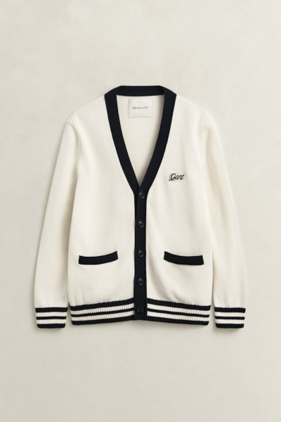 Geknöpfte V-Neck Strickjacke