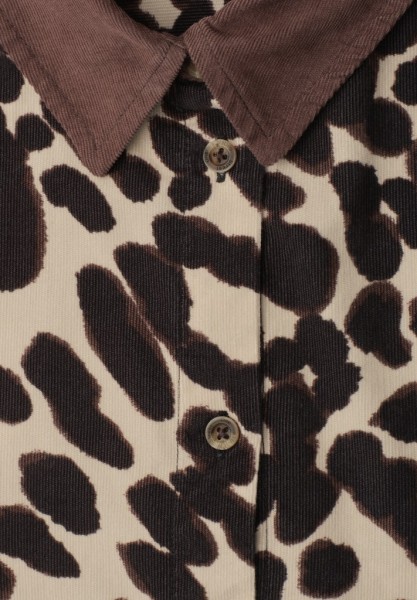Langarm Hemdbluse aus Cord mit Print