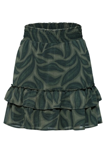 Knielanger Rock aus Chiffon mit Volants