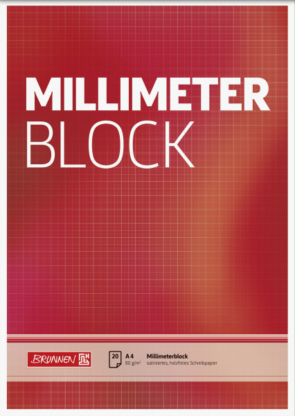 Brunnen 104747001 Millimeterblock Millimeterpapier (A4, 80g/m², 20 Blatt)