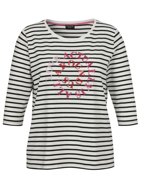 T-Shirt Rundhals 3/4 Arm Motiv Pailletten