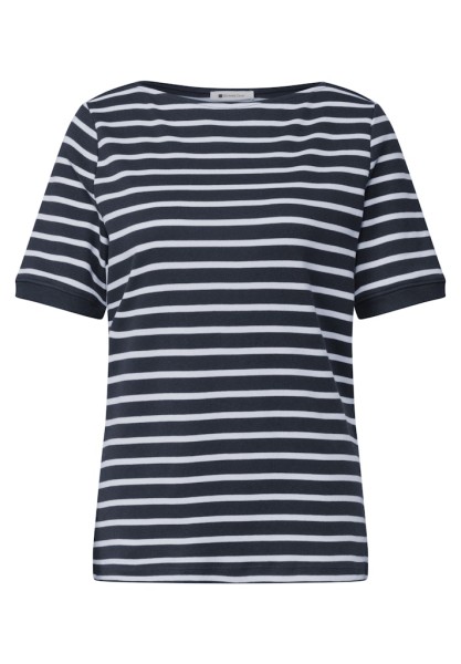T-Shirt mit Boat Neck und Streifen