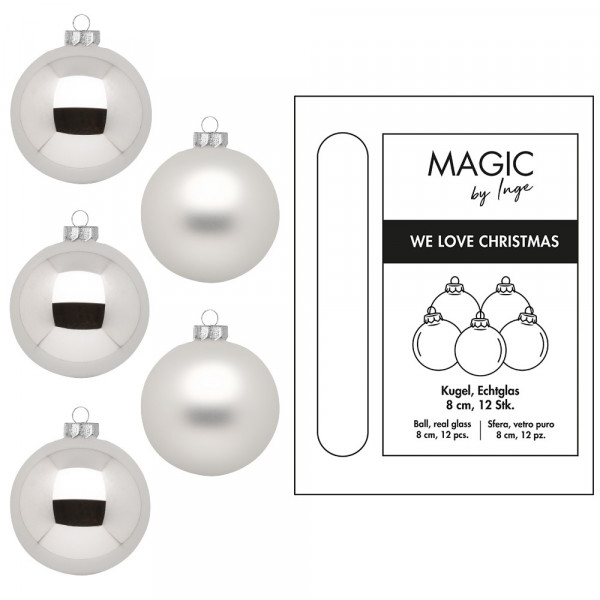 Weihnachtskugeln "Silber", 12 tlg. 8cm