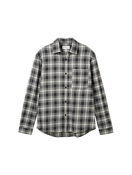 relaxed checked twill shirt