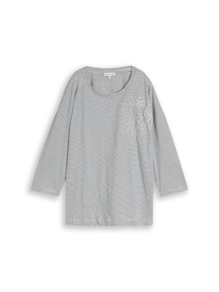 Plus Size - Loose Fit T-Shirt mit Blumen-Applikation