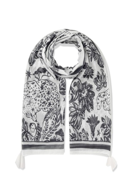 Schal aus reiner Baumwolle mit Dschungel-Motiven