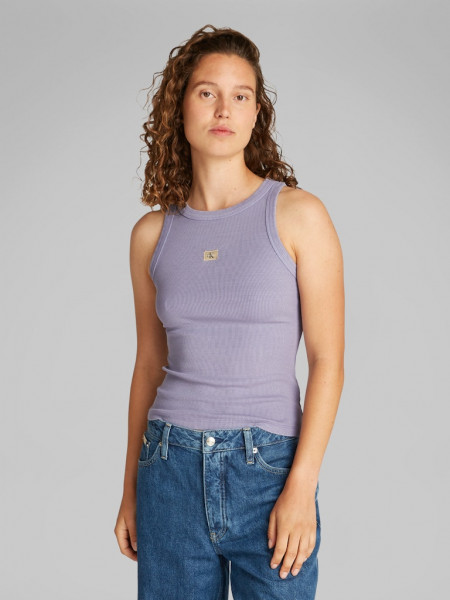 WASHED WOVEN LABEL RIB TANK TOP