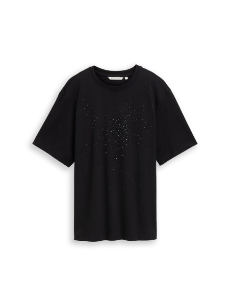 Oversize T-Shirt mit Strasssteinen