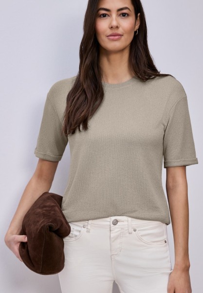 T-Shirt mit Rundhals im Strick-Look