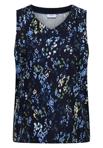 Top mit Rounded V-Neck und Print