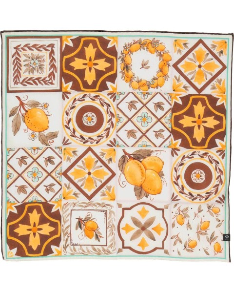 Nickituch Seidentuch mit sommerlichem Zitronen-Design