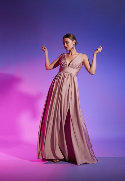 Empire Abendkleid aus Jersey mit Beinschlitz