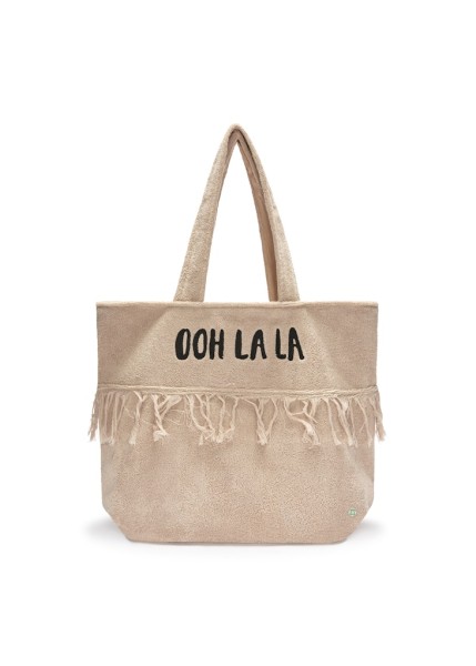 Frottee-Shopper aus Baumwolle mit Schriftzug