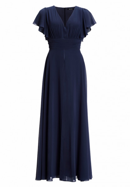 Chiffon Jumpsuit mit Überrock und Volantärmeln