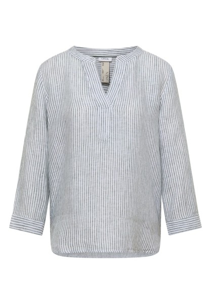 3/4-Arm Bluse mit Split Neck aus Leinen