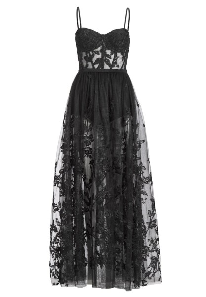 Tüllkleid mit semitransparentem Rock und kurzer Jerseyhose