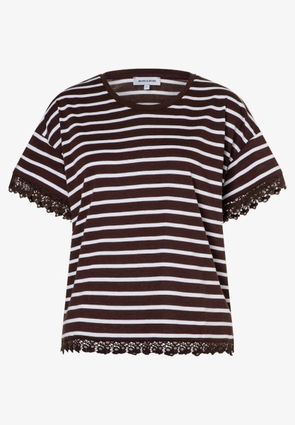 Streifenshirt mit Spitzenkante