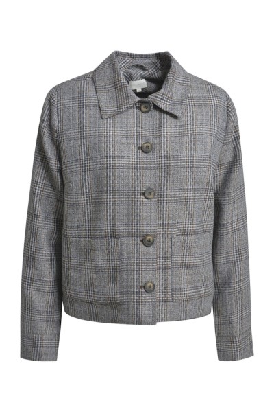 boxy jacket w/ collar &amp; patched pockets 1/1 sleeve