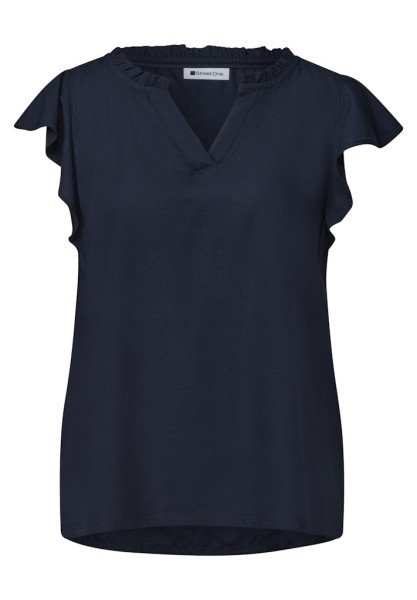 Blusenshirt mit Split Neck und Volant-Ärmeln