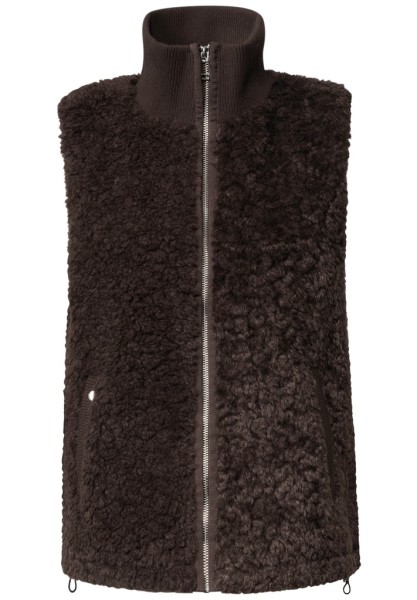 Fake Fur Weste mit Strickdetails