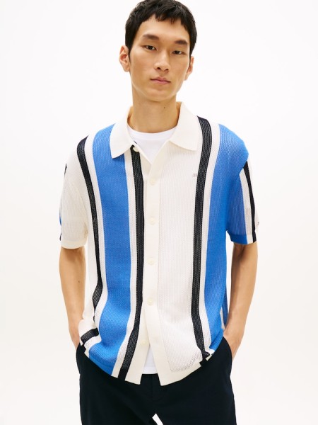 Relaxed Fit Open Knit Short Sleeve Shirt