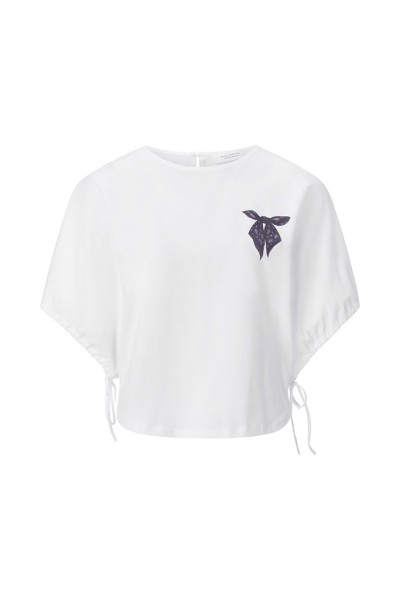 Wide Fit T-Shirt with Drawstring Bow Print