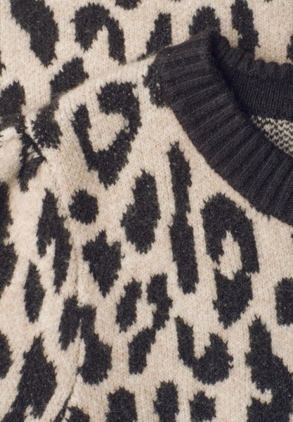 Kurzarm Pullover mit Rundhals und Leo-Muster