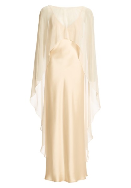 Abendkleid aus Satin mit abnehmbarem Chiffon Cape