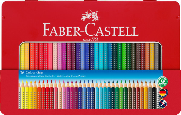 Faber-Castell 112435 Colour Grip Buntstifte - 36er Blechetui