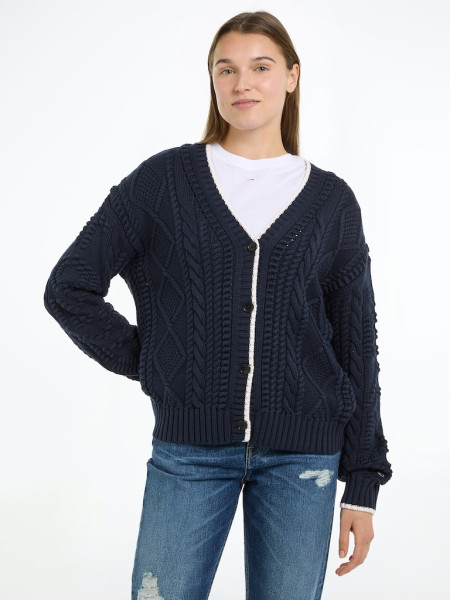 TJW BUBBLE CABLE FLAG CARDIGAN