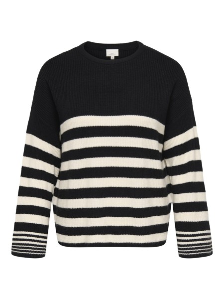 CARKATIA LS RIB STRIPE O-NECK KNT