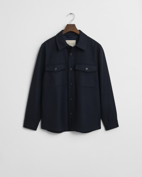Regular Fit Hemdjacke aus Wollmischung
