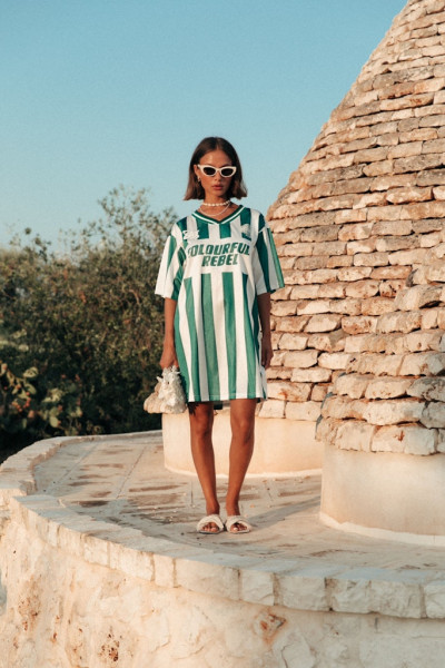Taylie Striped Football Tee Dress SS