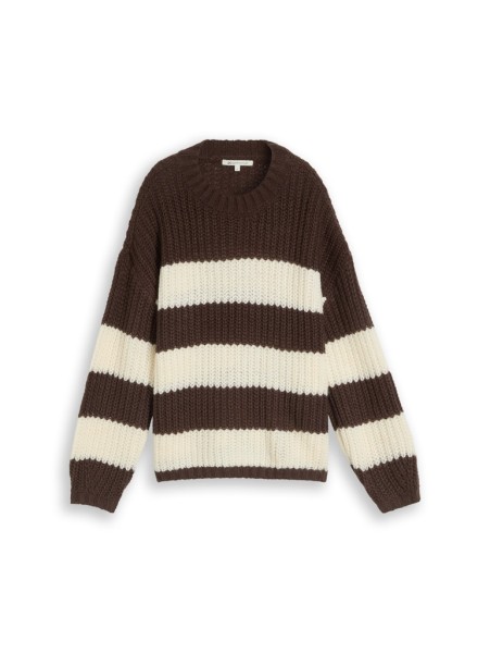 Relaxed Fit Strickpullover mit Streifenmuster
