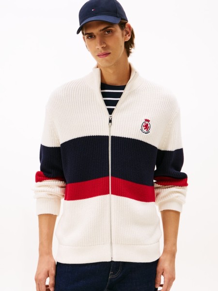 RWB RIB CHEST STRIPE ZIP THROUGH