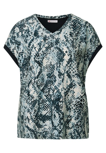 V-Neck Shirt mit Snake Print