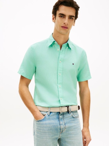 Regular Fit Linen Blend Short Sleeve Shirt