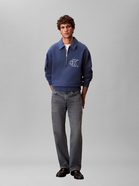 LS DBL KNIT RIB LOGO APPLIQUE ZI