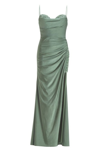 Bodycon-Kleid mit seitlichem Beinschlitz und Ziersteinapplikation