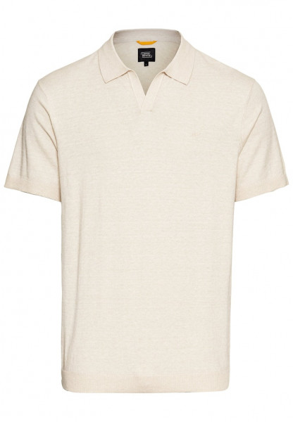 Strick-Poloshirt aus Baumwoll-Leinen-Mix